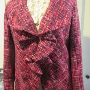 CHICO'S BLAZER / SIZE 2/ RUFFLED FRONT/ TWEED
